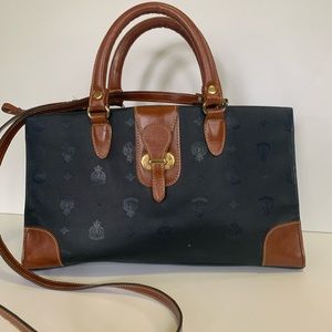 Black and Tan Shoulder Bag with Crossbody Strap